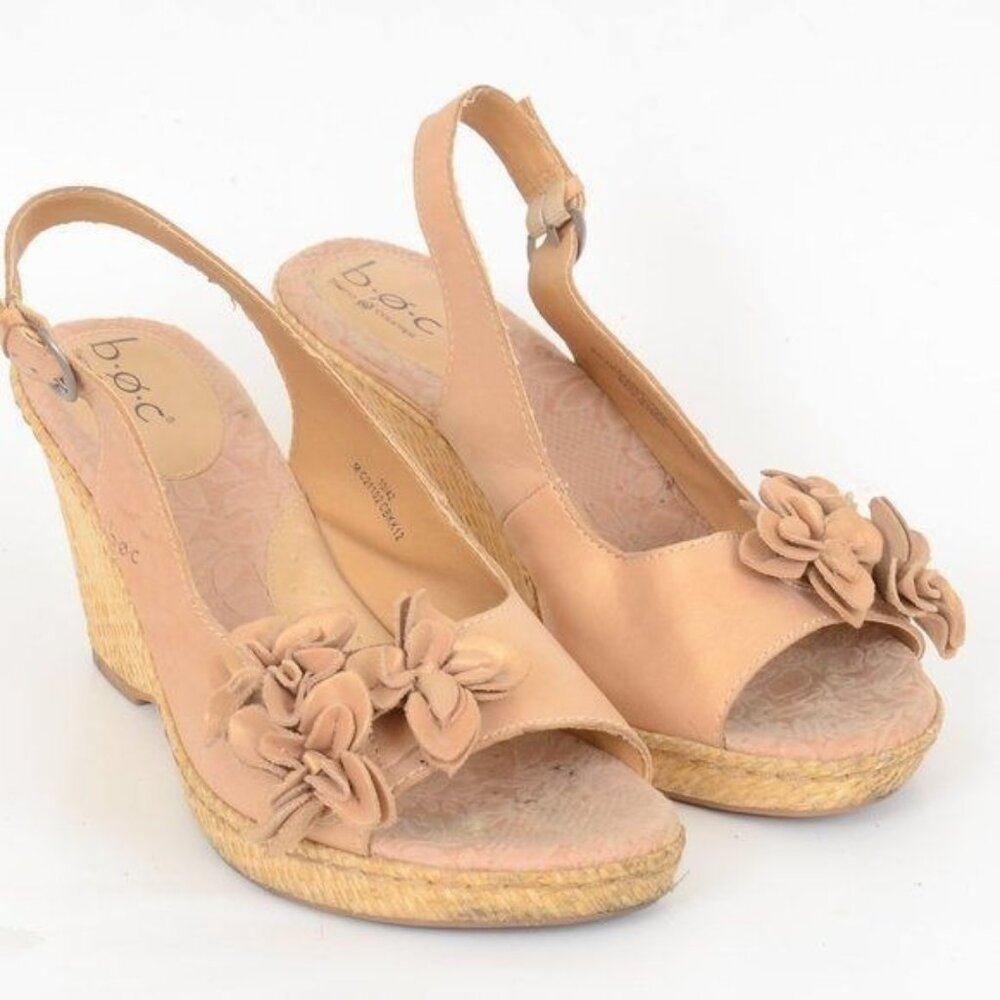 B.O.C. Born Concept Poppy Floral Open Toe Wedge Women's Size 10 Feminine‎ Vacay